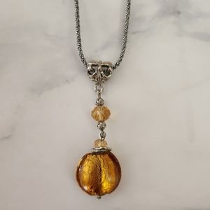 Amber Foil Pendant Necklace